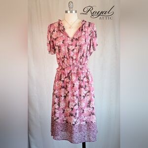 Chic Floral Midi Dress in Pink